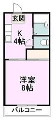 西武新宿線 所沢駅 徒歩6分の賃貸アパート 1階1Kの間取り