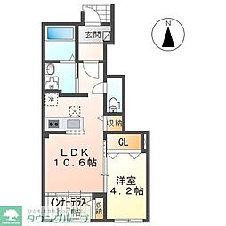 西武秩父線 飯能駅 徒歩25分の賃貸アパート 1階1LDKの間取り