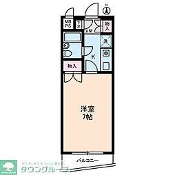 西武池袋線 清瀬駅 徒歩14分の賃貸マンション 2階1Kの間取り