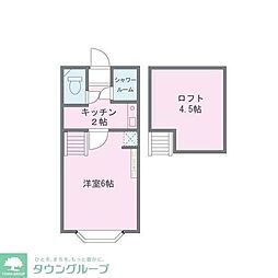 西武池袋線 清瀬駅 徒歩6分の賃貸アパート 2階1Kの間取り