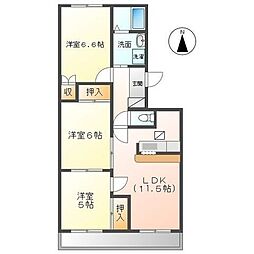 ガーデンリバティ 1階3LDKの間取り