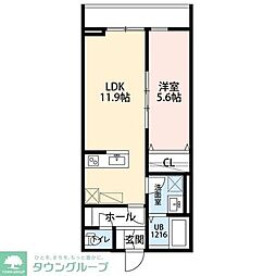 La　Libeｌｌule　二本榎 1階1LDKの間取り