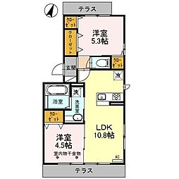 プーロ・テ・ヴェルテ 3階2LDKの間取り