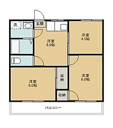 グリーンヒル高橋 1階3DKの間取り