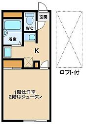レオパレスリバーパーク 1Kの間取図画像