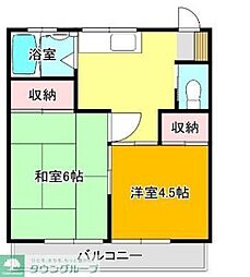 コーポ松山 2Kの間取図画像