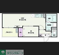 川越市的場1丁目アパート 1LDKの間取図画像