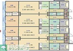 川越市大字南大塚アパート 1LDKの間取図画像