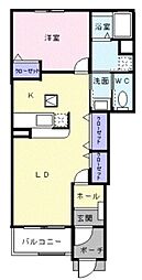 プリムローズ 1LDKの間取図画像