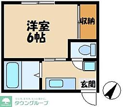 フォーブル関 1Kの間取図画像