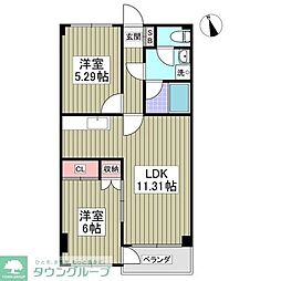 エトワールマンション 2DKの間取図画像