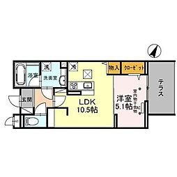 ONARIGOTEN-D 1LDKの間取図画像