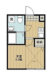 フォレストタウンH 1Kの間取図画像