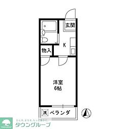 コーポ中村 1Kの間取図画像