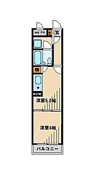 ライオンズマンション川越南 1DKの間取図画像