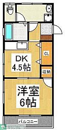 肥沼コーポ 1DKの間取図画像