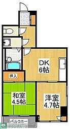 サンライズ新狭山 2DKの間取図画像