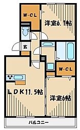 匠乃館C 2LDKの間取図画像