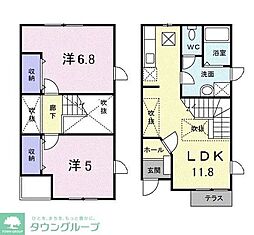 プリムヴェール 2LDKの間取図画像
