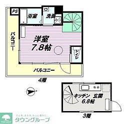 CENTRALGINZAST.BLDG. 1Kの間取図画像