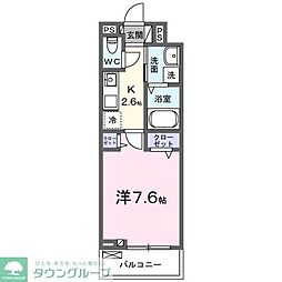 ヒカルサふじみ野上福岡 1Kの間取図画像