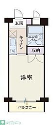 b'CASA狭山re-born ワンルームの間取図画像