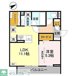 (仮称)D-Sereno豊岡5丁目 A棟 1LDKの間取図画像