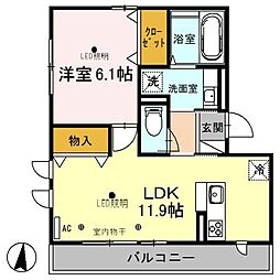 フルスハント2 1LDKの間取図画像