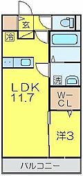 ブリッサ壱番館 1LDKの間取図画像