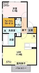 ハレルヤ狭山 1LDKの間取図画像