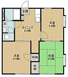 レジデンスアゼリアA 3DKの間取図画像