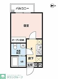 朝霞市三原3丁目アパート 1Kの間取図画像