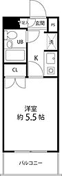 マイルストン東久留米 1Kの間取図画像