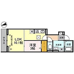 D-RESIDENCE仙波町 1LDKの間取図画像
