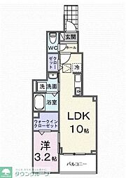 ヒカルサ狭山 1LDKの間取図画像