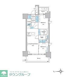 ルフォンプログレ門前仲町プレミア 13階2LDKの間取り