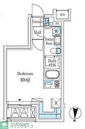 ＳＯＬＡＳＩＡｒｅｓｉｄｅｎｃｅ亀戸 4階ワンルームの間取り