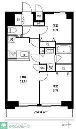 アーバンパーク浅草II 10階2LDKの間取り