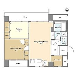 Ｂｅｌｌｅｖｉａｇｅ　Ｋｉｎｓｈｉｃｈｏ 4階2LDKの間取り