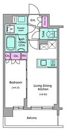 ドゥーエ菊川 3階1LDKの間取り
