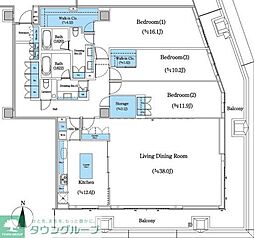 二番町テラス 10階3LDKの間取り