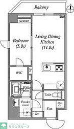 クオリタス本所吾妻橋 6階1LDKの間取り