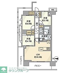 プラウド東陽町サウス 3階3LDKの間取り