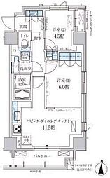 パークアクシス両国馬車通り 8階2LDKの間取り