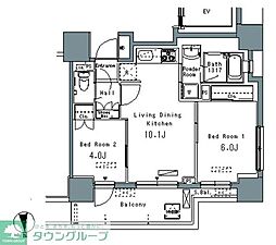 パークアクシス仲御徒町 6階2LDKの間取り