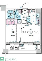 ジェノヴィア南千住IVスカイガーデン 9階1LDKの間取り