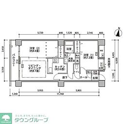 東雲キャナルコートＣＯＤＡＮ18号棟 7階2LDKの間取り