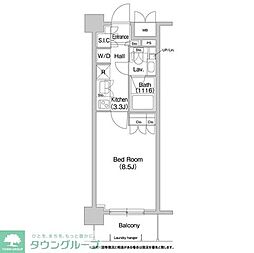 コンフォリア両国サウス 8階1Kの間取り