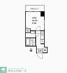 銀座アパートメントハウス 7階1Kの間取り