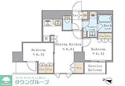 Brillia ist両国 5階2DKの間取り